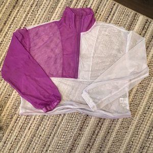 Fuchsia and White Mess Half Zip NWOT